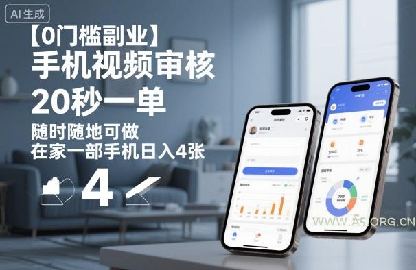 【0门槛副业】手机视频审核，20秒一单，随时随地可做，在家一部手机日入4张【揭秘】-A5资源网