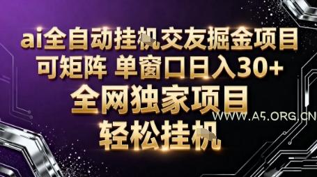 AI全自动聊天交友掘金项目，批量可矩阵，单窗口收益轻松30+【揭秘】-A5资源网