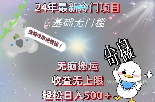 2024最新冷门项目,无脑搬运,收益无上限,轻松日入500+,保姆级落地教程-A5资源网