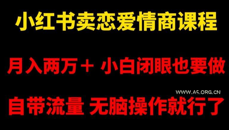 小红书卖恋爱情商课程,月入两万+,小白闭眼也要做,自带流量,无脑操作就行了【揭秘】-A5资源网