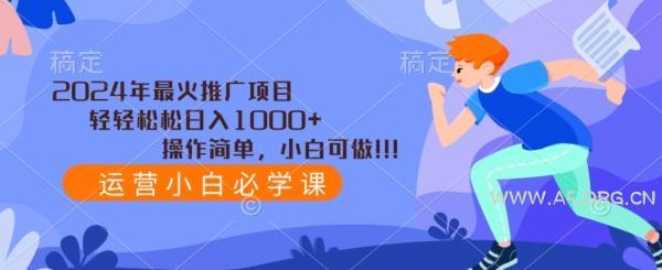 2024年最火推广项目,轻轻松松日入1000+,操作简单,小白可做-A5资源网