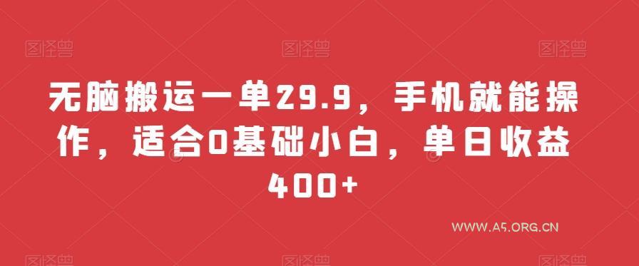 无脑搬运一单29.9,手机就能操作,适合0基础小白,单日收益400+-A5资源网