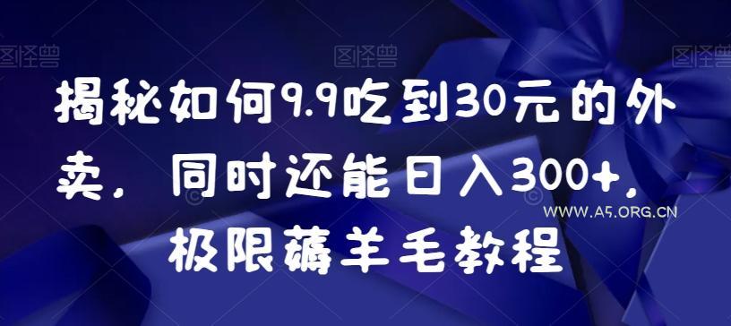 揭秘如何9.9吃到30元的外卖,同时还能日入300+,极限薅羊毛教程-A5资源网