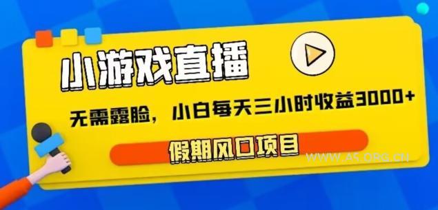 小游戏直播,假期风口项目,无需露脸,小白每天三小时,到账3000+-A5资源网