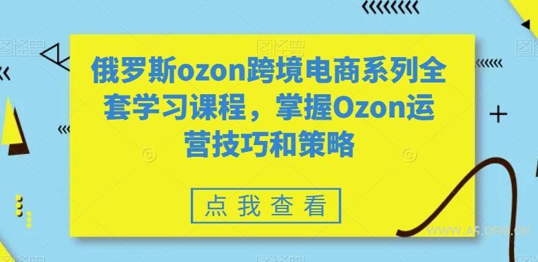 俄罗斯ozon跨境电商系列全套学习课程,掌握Ozon运营技巧和策略-A5资源网